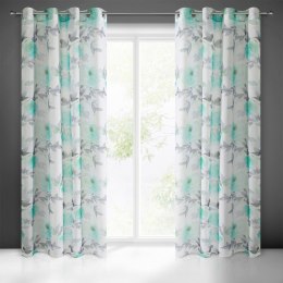 Vorhang BRIANA weiß türkis 140x250 Ösen