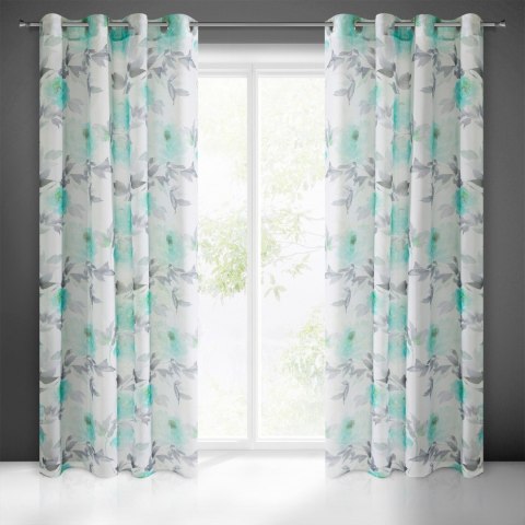 Vorhang BRIANA weiß türkis 140x250 Ösen