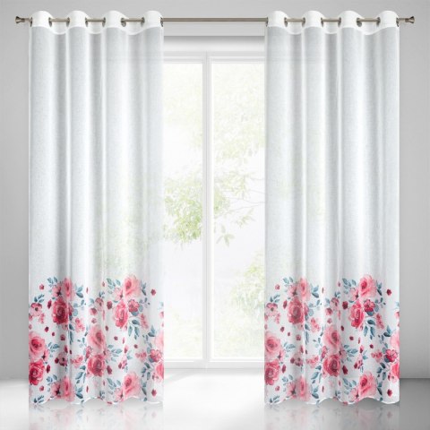 Vorhang CARLA weiß rosa 140x250 Ösen