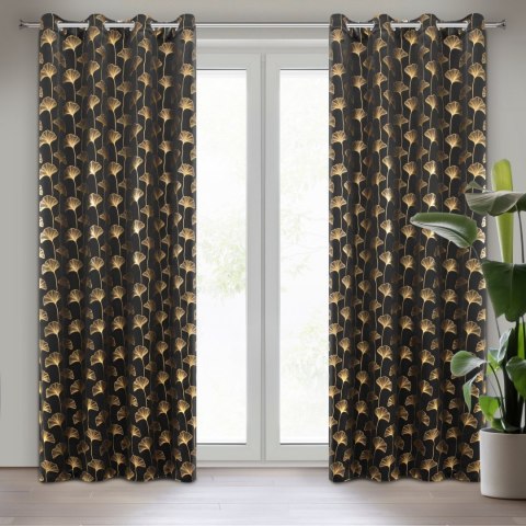 Vorhang CLARA schwarz gold 135x250 Ösen
