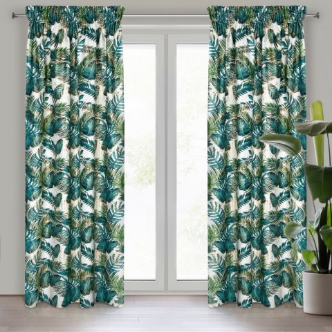 Vorhang DAVOS weiß grün 140x270 Kräuselband