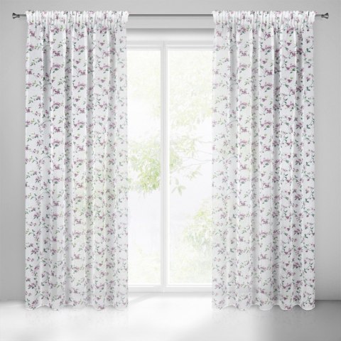 Vorhang DINA weiß lila 140x270 Kräuselband