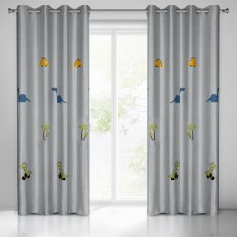 Vorhang DINO silber grün 140x250 Ösen