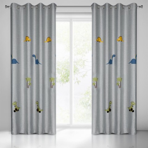 Vorhang DINO silber grün 140x250 Ösen