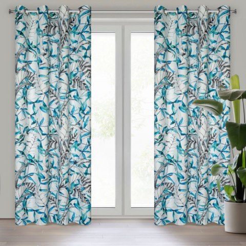 Vorhang IGA weiß blau 140x250 Ösen