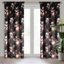 Vorhang KAREN schwarz rosa 140x270 Kräuselband