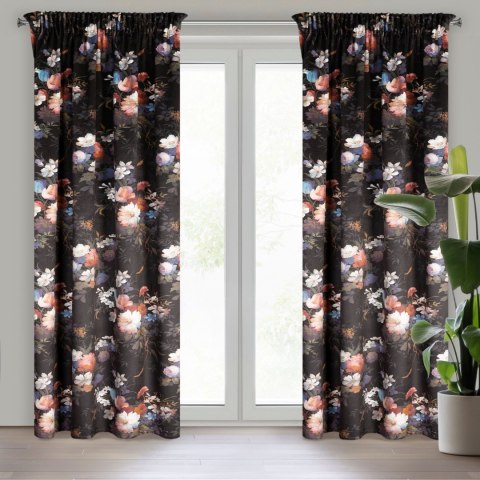 Vorhang KAREN schwarz rosa 140x270 Kräuselband