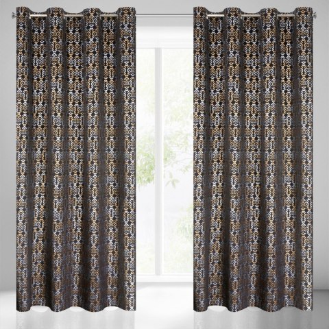 Vorhang LAURA schwarz gold 140x250 Ösen