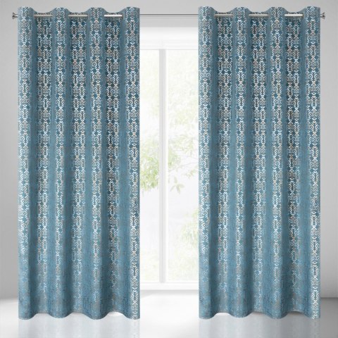 Vorhang LAURA blau gold 140x250 Ösen