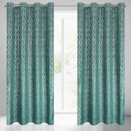 Vorhang LAURA türkis gold 140x250 Ösen