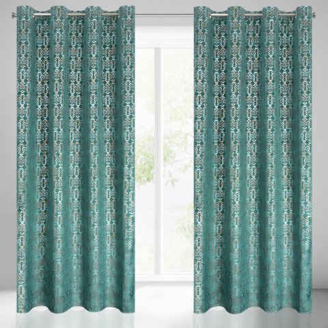 Vorhang LAURA türkis gold 140x250 Ösen