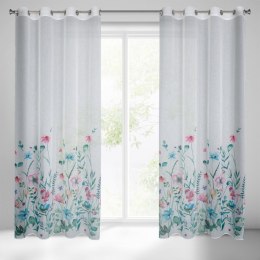 Vorhang LILIAN weiß blau 140x250 Ösen