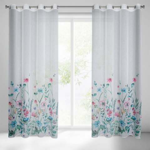 Vorhang LILIAN weiß blau 140x250 Ösen