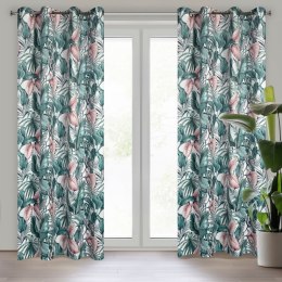 Vorhang MADERA weiß grün 140x250 Ösen