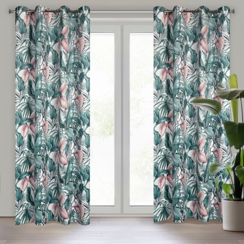 Vorhang MADERA weiß grün 140x250 Ösen