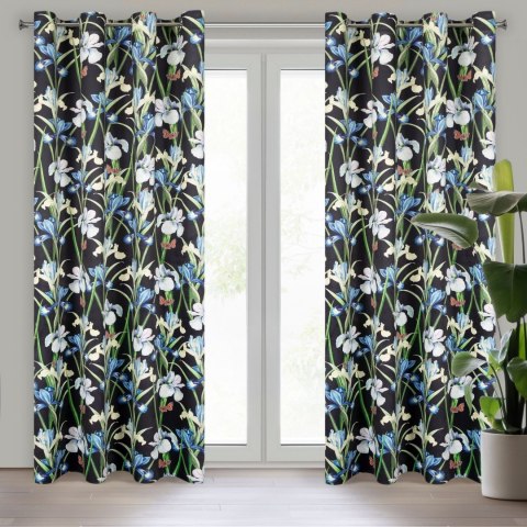 Vorhang MAJA schwarz blau 140x250 Ösen