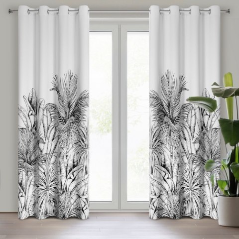 Vorhang NERINA weiß schwarz 140x250 Ösen