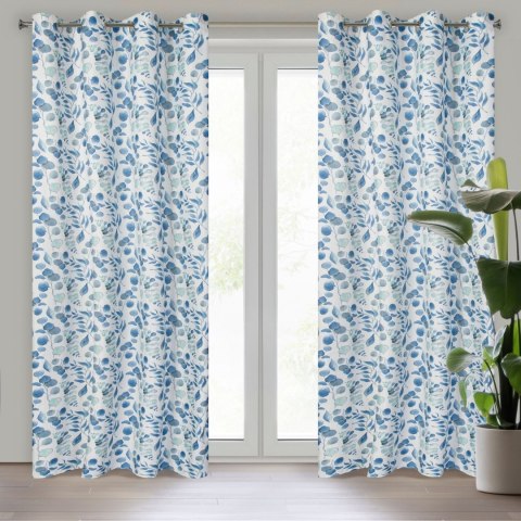 Vorhang ROSALI weiß blau 140x250 Ösen