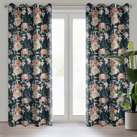 Vorhang SALMA schwarz rosa 140x270 Ösen