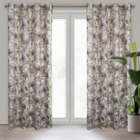 Vorhang TESSA weiß lila 140x250 Ösen