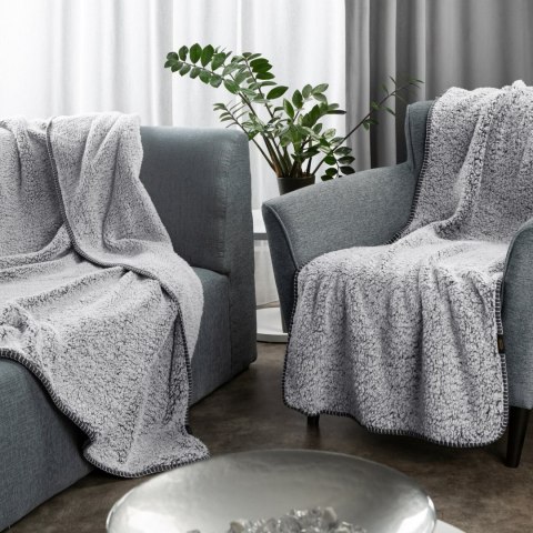 Kuschelweiche Wohnddecke KOALA stahl weiß 150x200