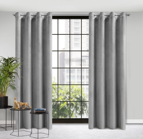 Samtvorhang ROSA stahl 140x250 Ösen