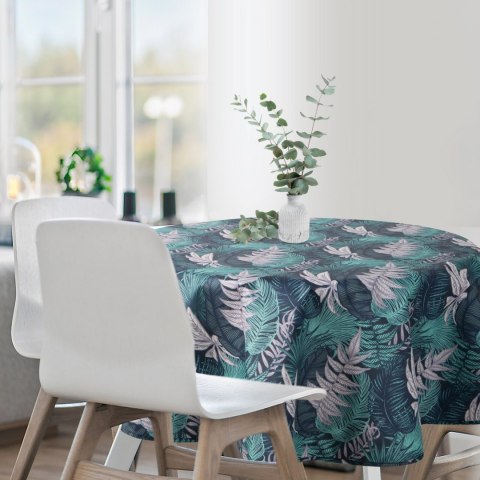 Tischdecke Garten Wassefest Outdoor 12E RD150 dunkelblau türkis