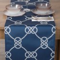 Tischdecke Garten Wassefest Outdoor 15B 40X140 dunkelblau weiß