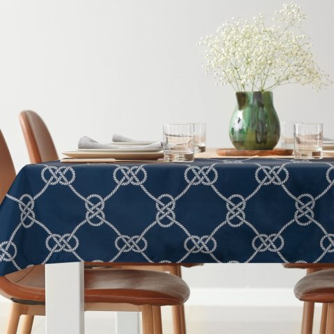 Tischdecke Garten Wassefest Outdoor 15G 140X220 dunkelblau weiß
