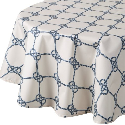 Tischdecke Garten Wassefest Outdoor 17E RD150 weiß dunkelblau