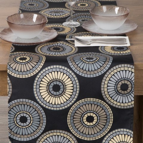 Tischdecke Garten Wassefest Outdoor 19B 40X140 schwarz beige