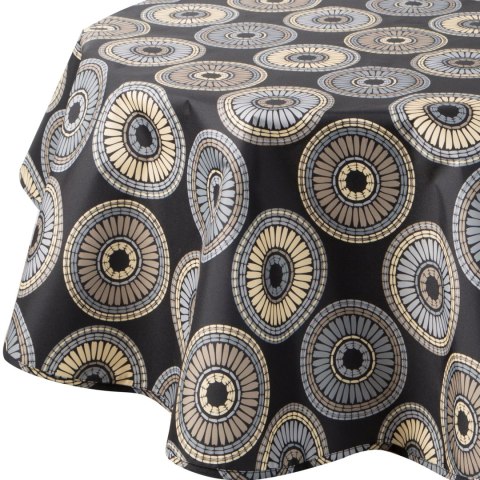 Tischdecke Garten Wassefest Outdoor 19E RD150 schwarz beige