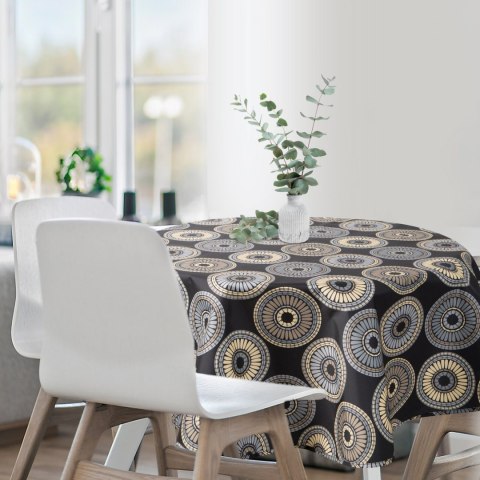 Tischdecke Garten Wassefest Outdoor 19E RD150 schwarz beige