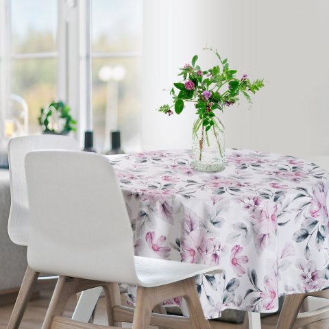 Tischdecke Garten Wassefest Outdoor 30E RD150 weiß rosa
