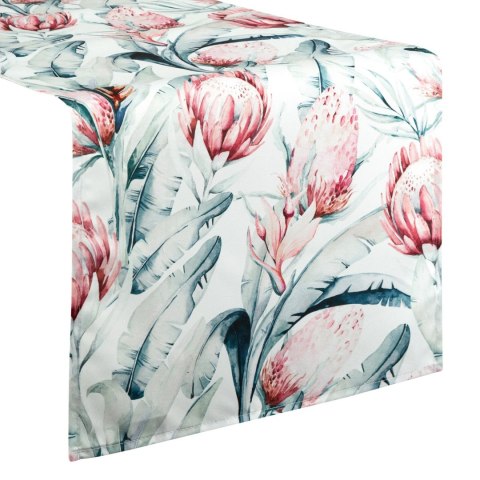 Tischdecke Garten Wassefest Outdoor 32C 40X180 weiß blau