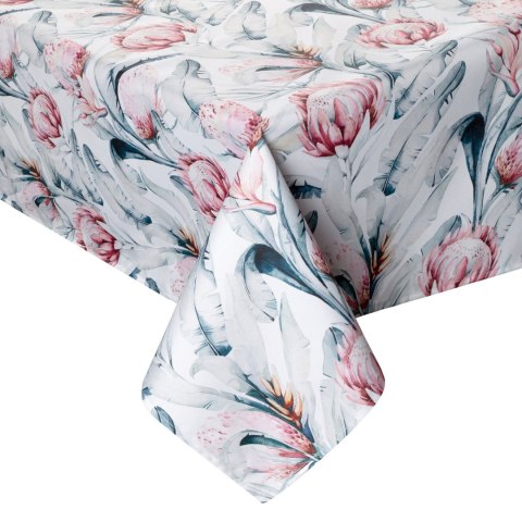 Tischdecke Garten Wassefest Outdoor 32G 140X220 weiß blau