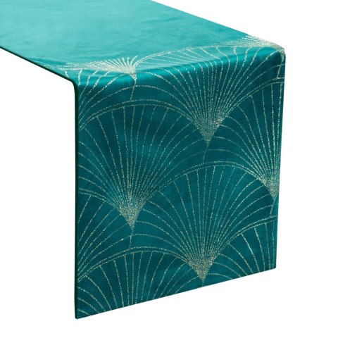 Tischdecke BLINK 14 35x180 dunkeltürkis Velvet Samt