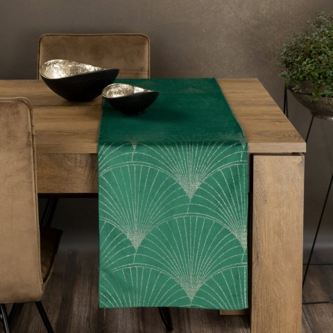 Tischdecke BLINK 14 35x140 dunkelgrün Velvet Samt