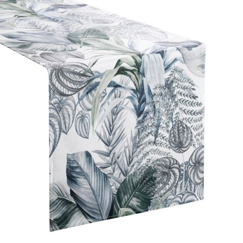 Tischdecke DAVOS2 40X140 grün silber mit botanischem Muster