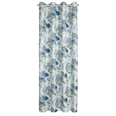 Vorhang ALVA weiß blau 140x250 Ösen