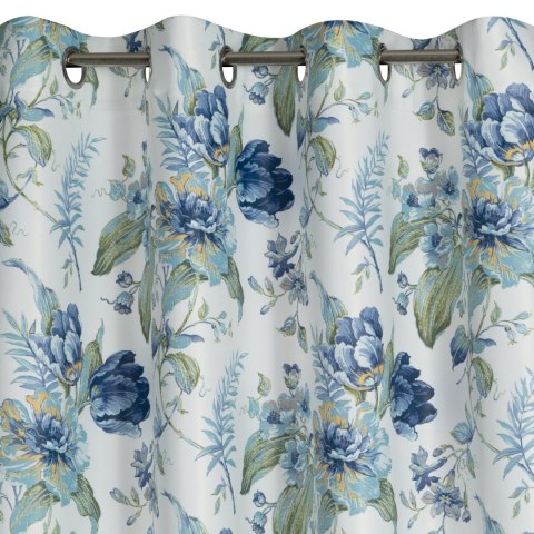 Vorhang ALVA weiß blau 140x250 Ösen