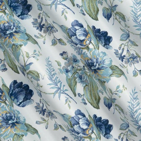 Vorhang ALVA weiß blau 140x250 Ösen