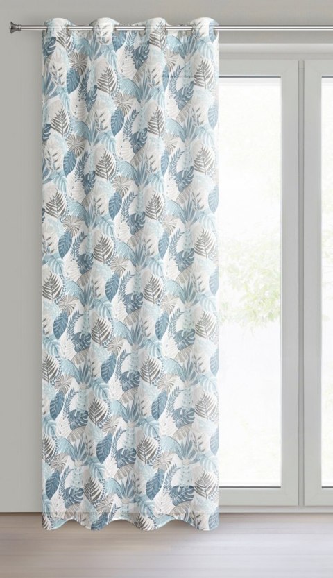 Vorhang AMELA weiß blau 140x250 Ösen