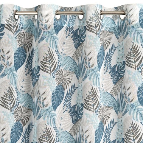 Vorhang AMELA weiß blau 140x250 Ösen