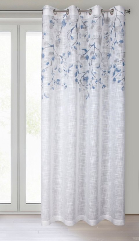 Vorhang ANA weiß dunkelblau 140x250 Ösen