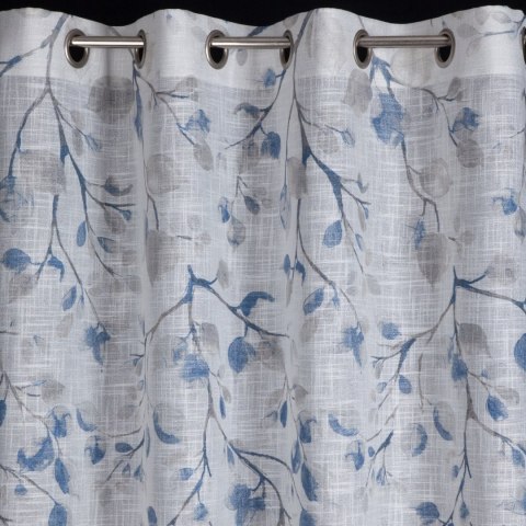 Vorhang ANA weiß dunkelblau 140x250 Ösen