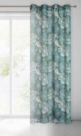 Vorhang ASTER dunkelminze weiß 140x250 Ösen