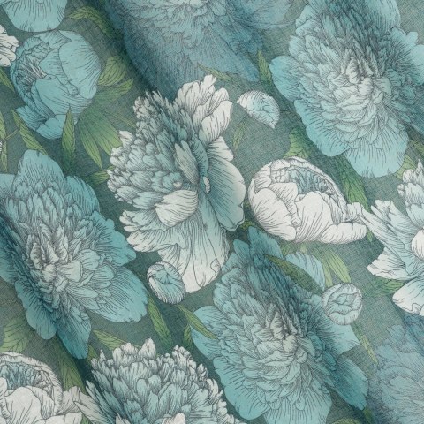 Vorhang ASTER dunkelminze weiß 140x250 Ösen