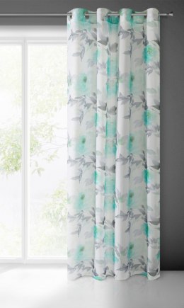 Vorhang BRIANA weiß türkis 140x250 Ösen