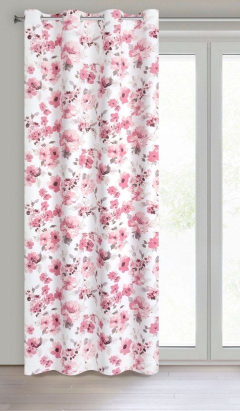 Vorhang CAREN weiß rosa 140x250 Ösen